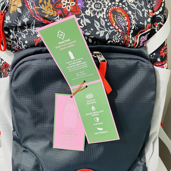 Vera Bradley + Coleman Large Daypack 22L Hydration Outdoor~Eden Paisley Gray NWT